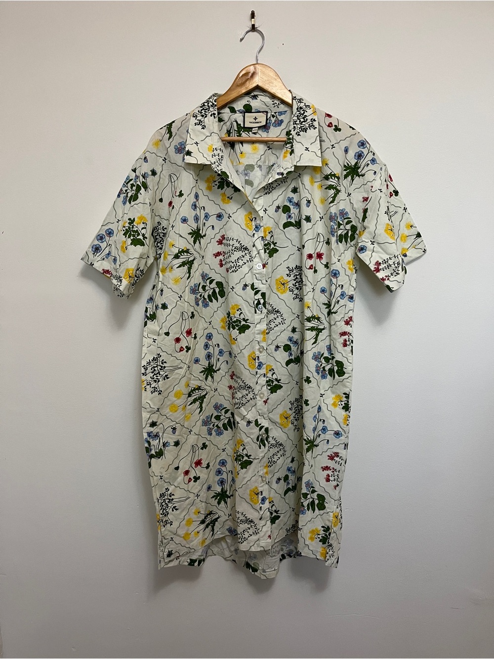 Tuckernuck Cream Floral Collared Shirt Dress Size XXL Plus Size Preppy